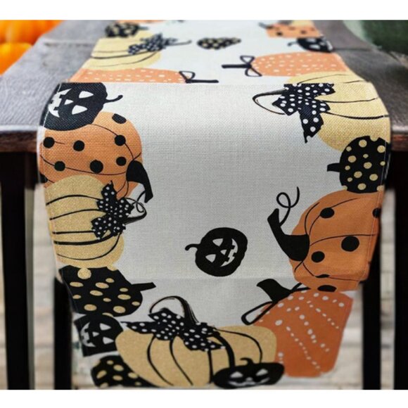 Fall Table Runner Decorative Cloth Halloween Party Decoration Pumpkin Decor 48" - Picture 1 of 11